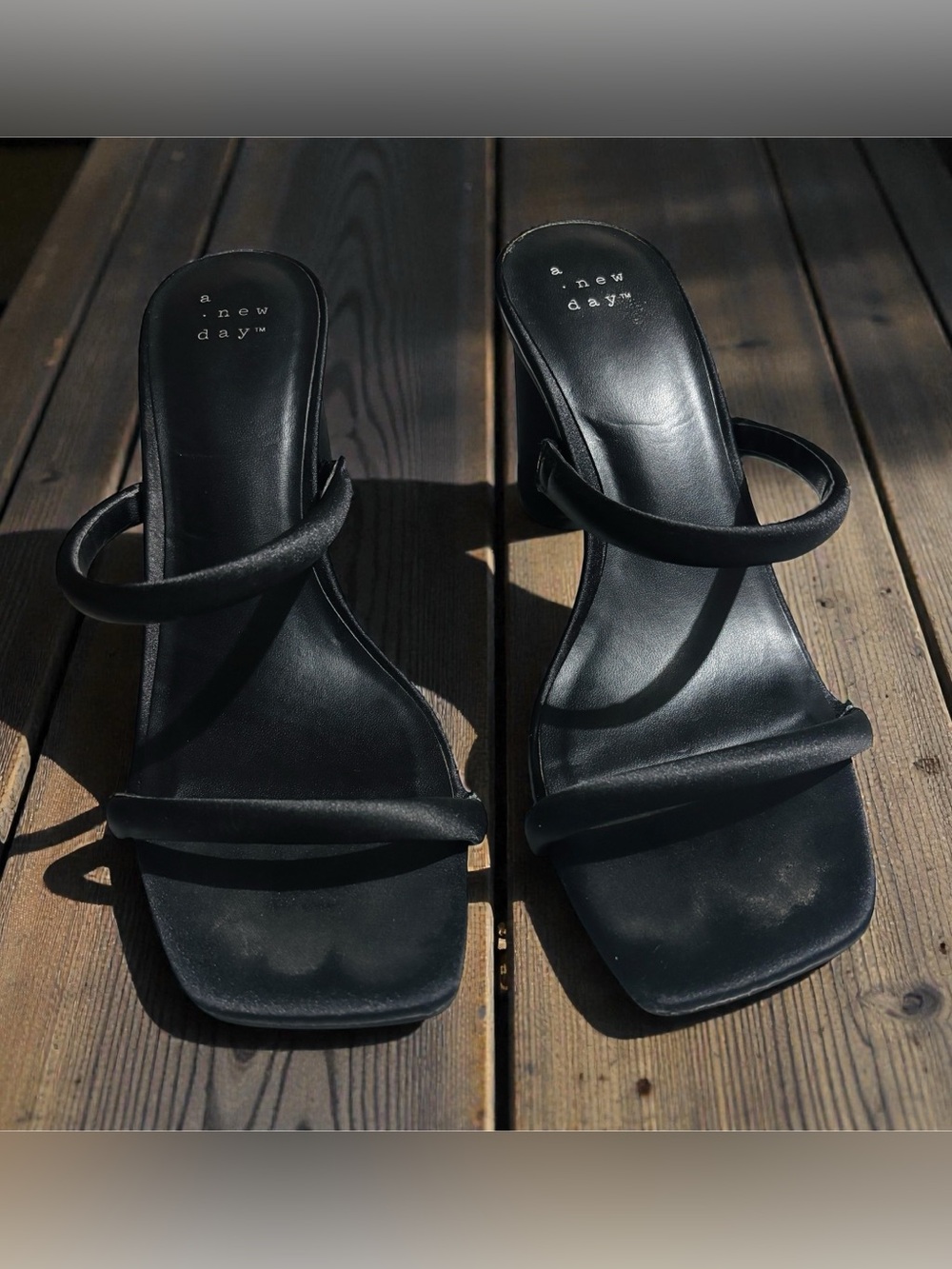 a new day Black Double-Strap Square-Toe Heels Women’s Size 7
